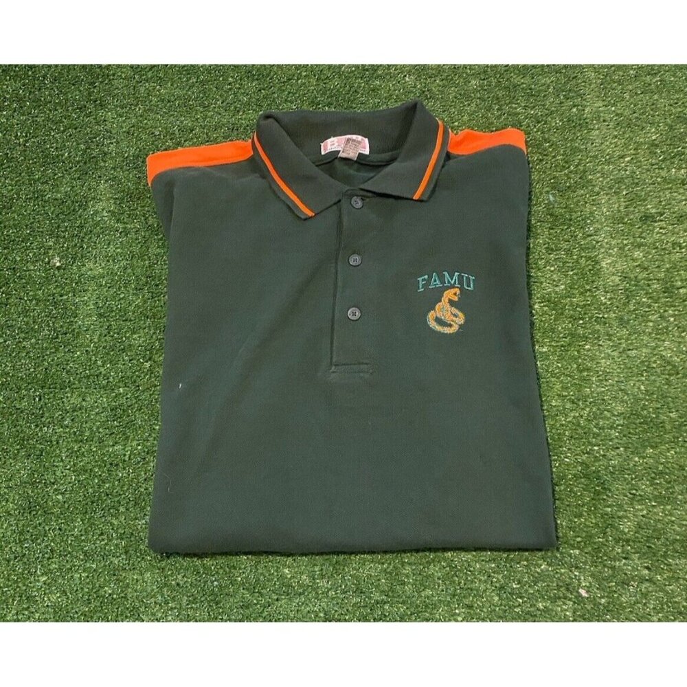 Vintage Florida A&M rattlers shirt large green golf polo mens green orange FAMU